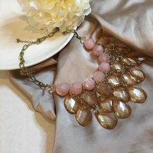 Necklace Golden and Pink link chain collar